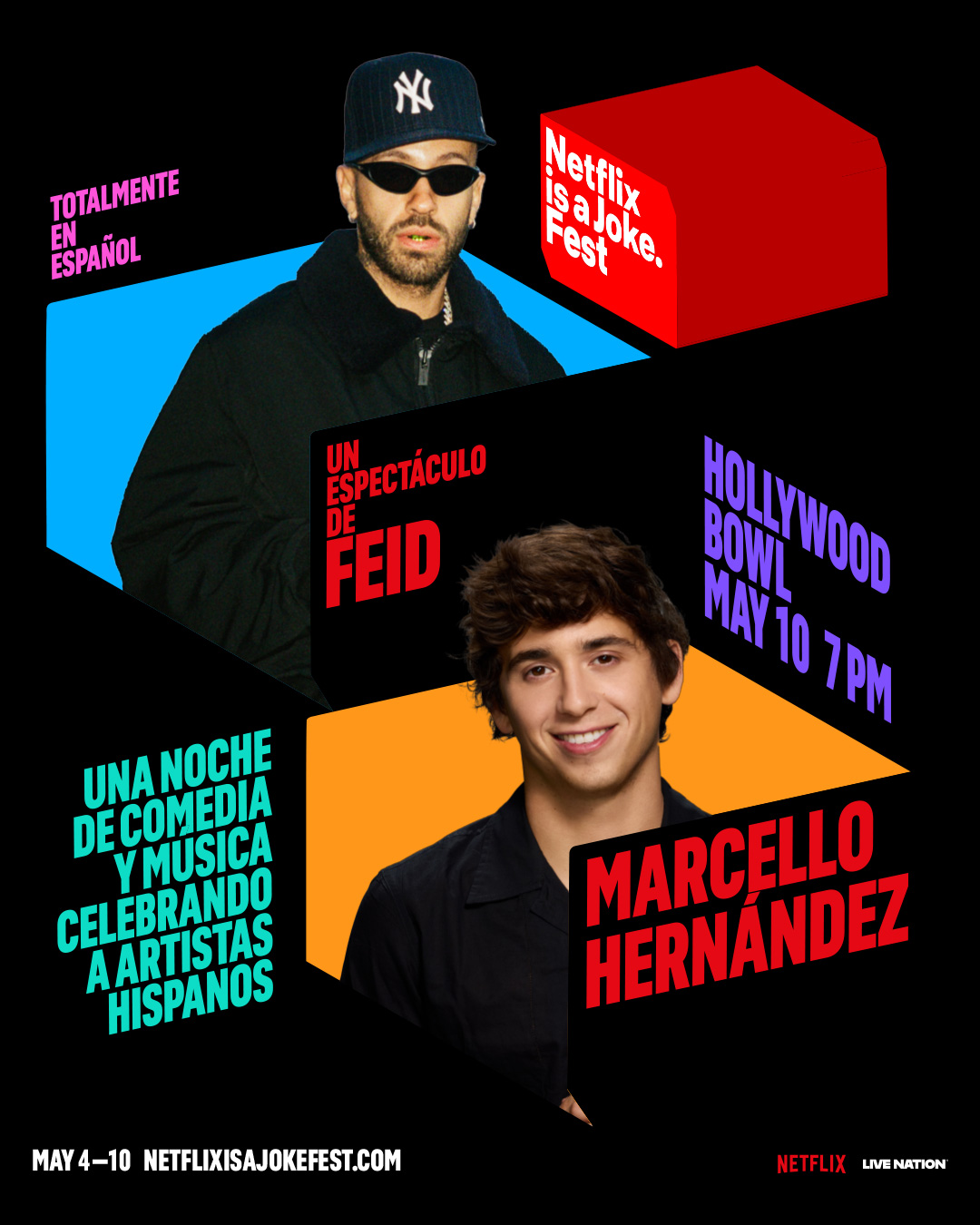 Netflix es una Broma: Marcello Hernadez y Feid en el Hollywood Bowl, Domingo 10 de Mayo